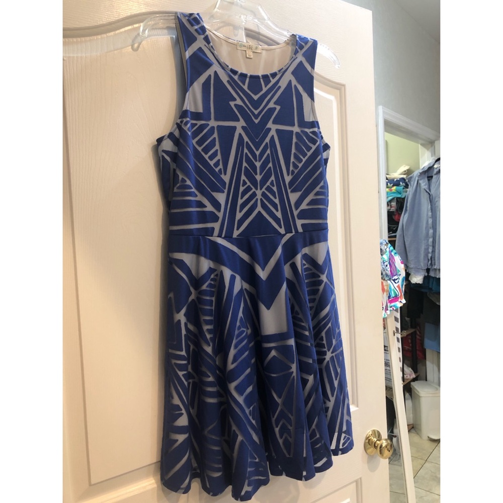 Royal Blue Mesh Pattern Dress